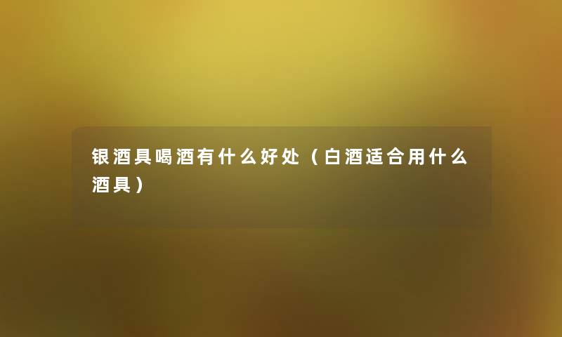 银酒具喝酒有什么好处(白酒适合用什么酒具) 银酒具喝酒有什么好处(白酒适合用什么酒具)