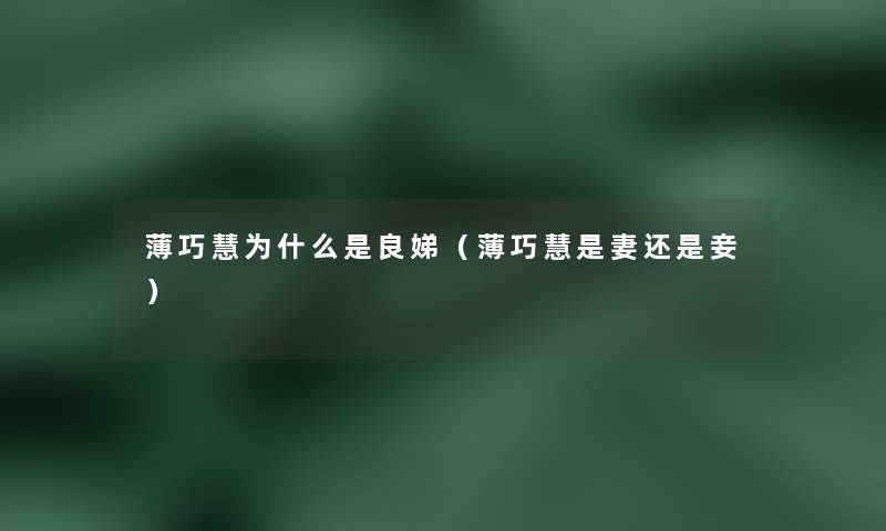 薄巧慧为什么是良娣(薄巧慧是妻还是妾) 薄巧慧为什么是良娣(薄巧慧是妻还是妾)