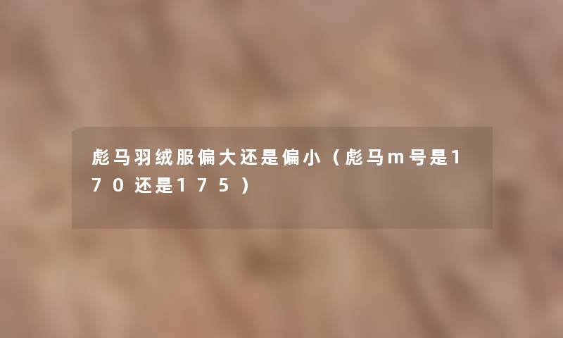 彪马羽绒服偏大还是偏小(彪马m号是170还是175) 彪马羽绒服偏大还是偏小(彪马m号是170还是175)