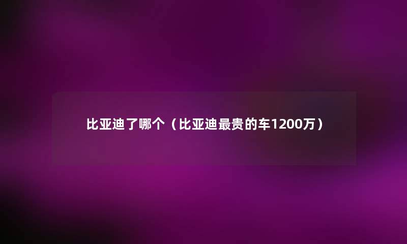 比亚迪了哪个(比亚迪贵的车1200万) 比亚迪了哪个(比亚迪贵的车1200万)