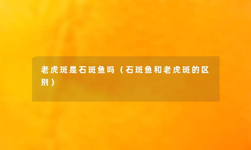 老虎斑是石斑鱼吗(石斑鱼和老虎斑的区别) 老虎斑是石斑鱼吗(石斑鱼和老虎斑的区别)
