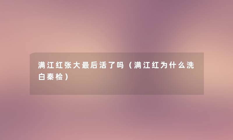 满江红张大这里要说活了吗(满江红为什么洗白秦桧) 满江红张大这里要说活了吗(满江红为什么洗白秦桧)