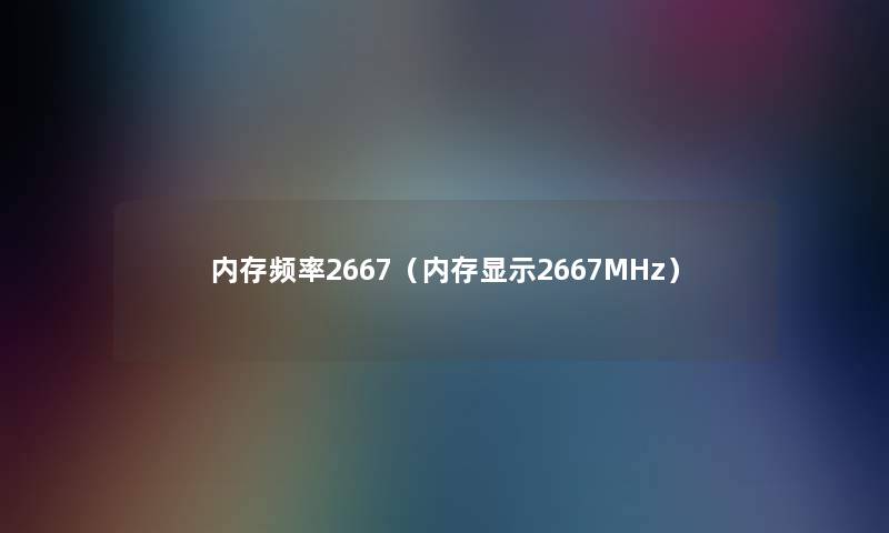 内存频率2667(内存显示2667MHz) 内存频率2667(内存显示2667MHz)