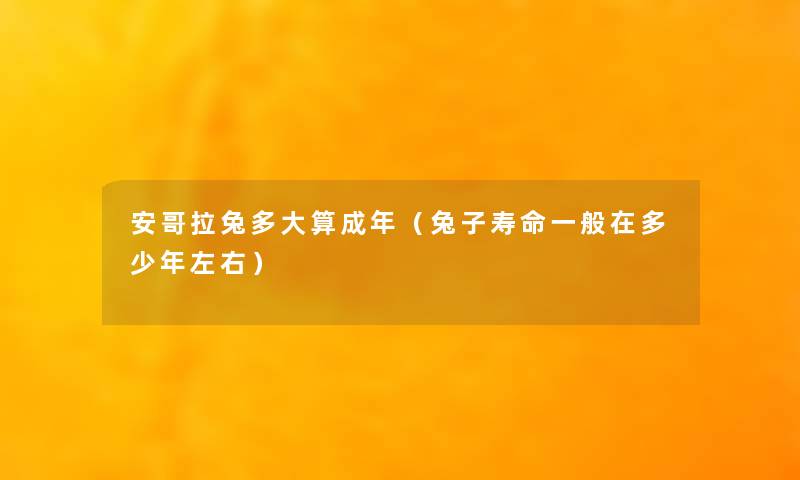 安哥拉兔多大算成年（兔子寿命一般在多少年左右）