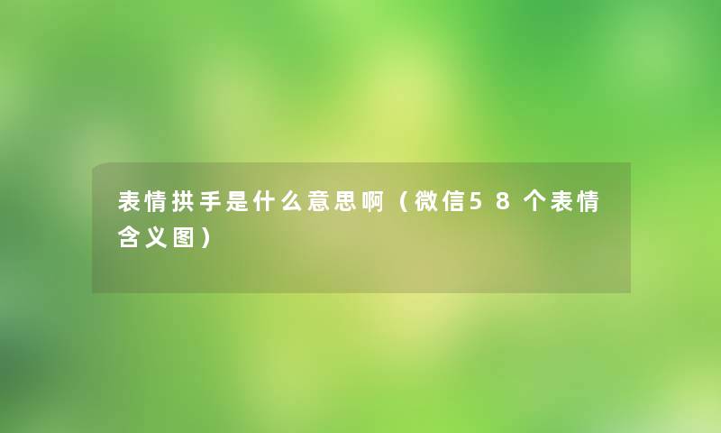 表情拱手是什么意思啊（微信58个表情含义图）