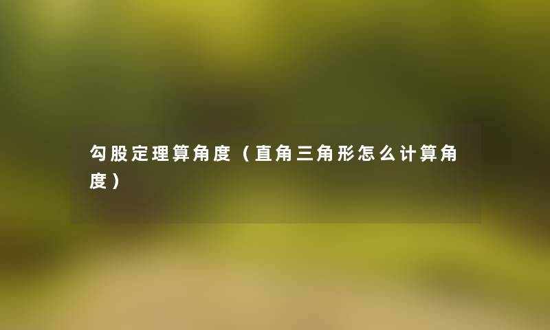 勾股定理算角度(直角三角形怎么计算角度) 勾股定理算角度(直角三角形怎么计算角度)