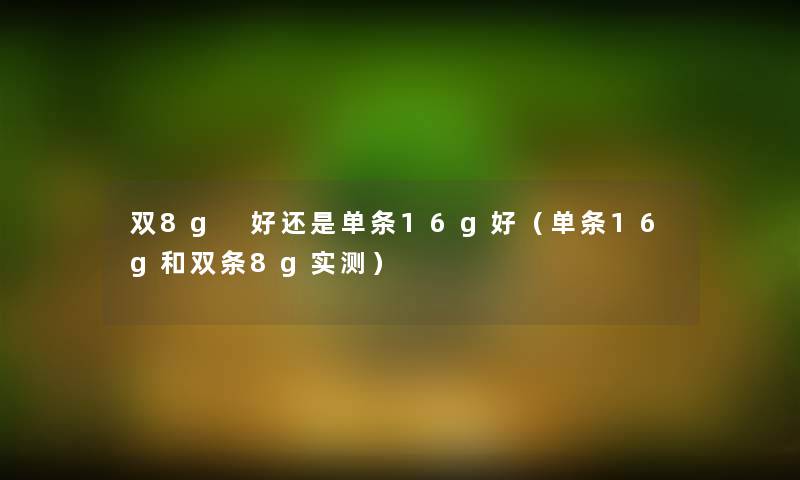 双8g 好还是单条16g好（单条16g和双条8g实测）