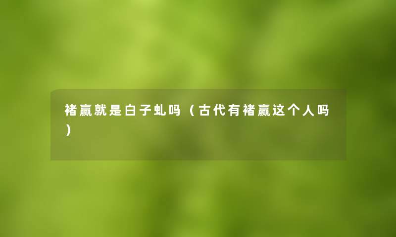 褚赢就是白子虬吗（古代有褚赢这个人吗）