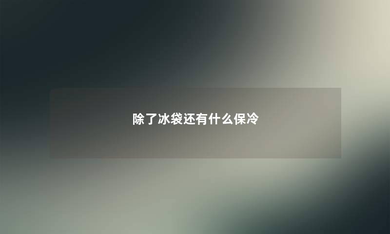 除了冰袋还有什么保冷