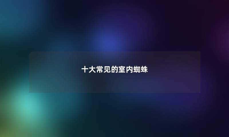 十大常见的室内蜘蛛 十大常见的室内蜘蛛