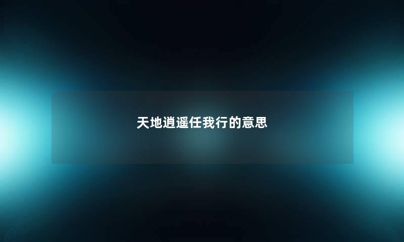 天地逍遥任我行的意思