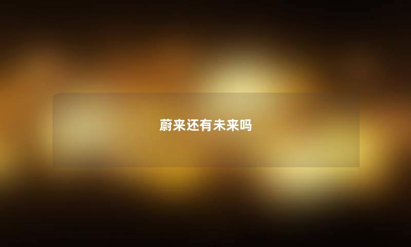 蔚来还有未来吗