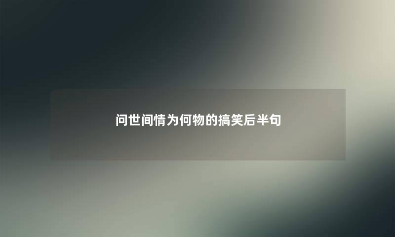 问世间情为何物的搞笑后半句