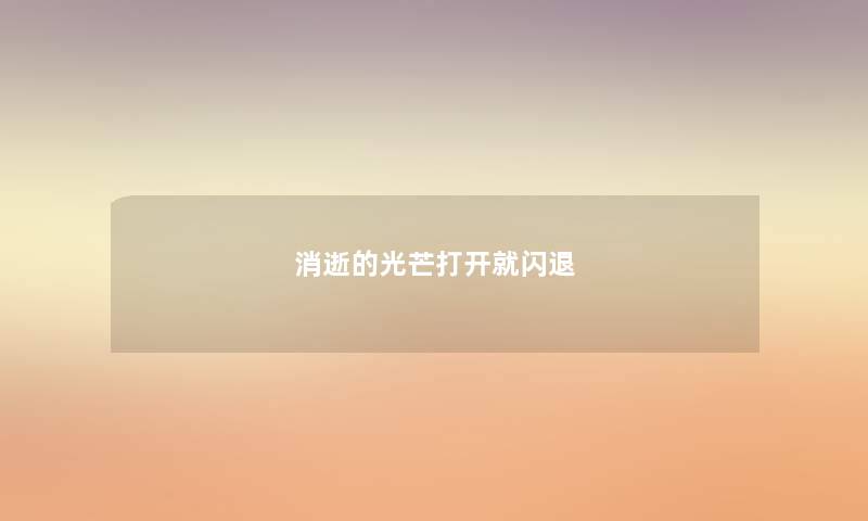 消逝的光芒打开就闪退