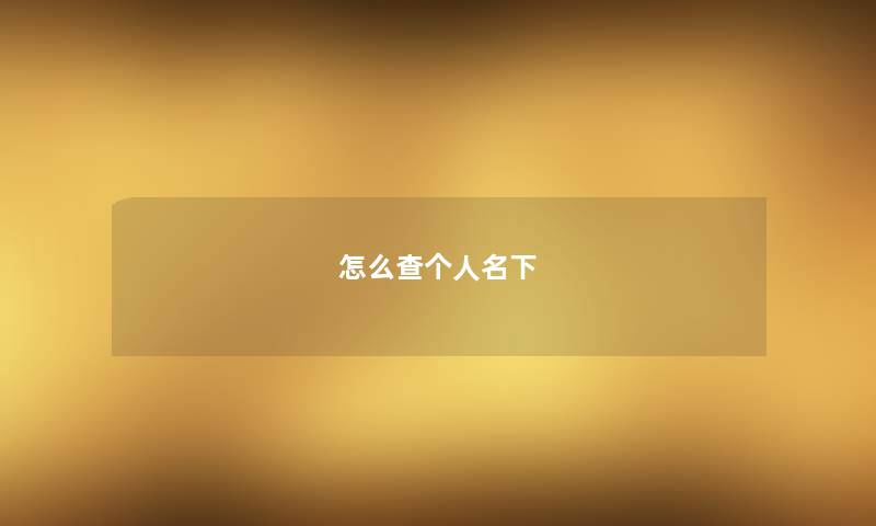 怎么查个人名下