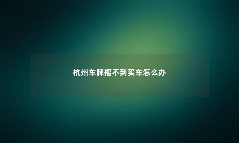 杭州车牌摇不到买车怎么办