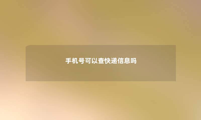 手机号可以查快递信息吗