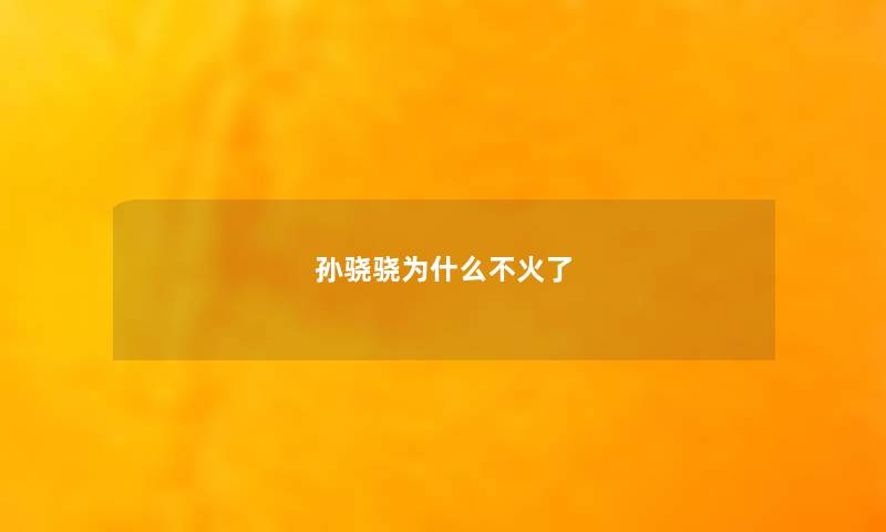 孙骁骁为什么不火了