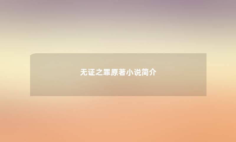 无证之罪原著小说简介