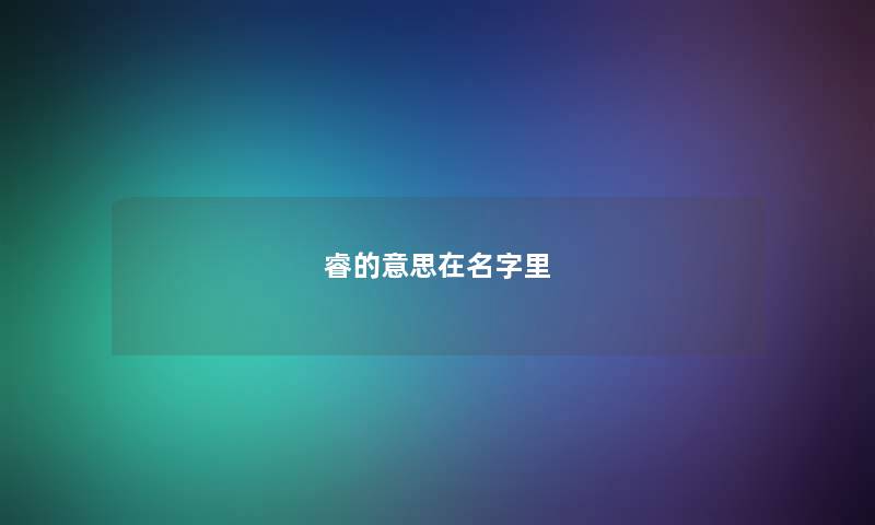 睿的意思在名字里