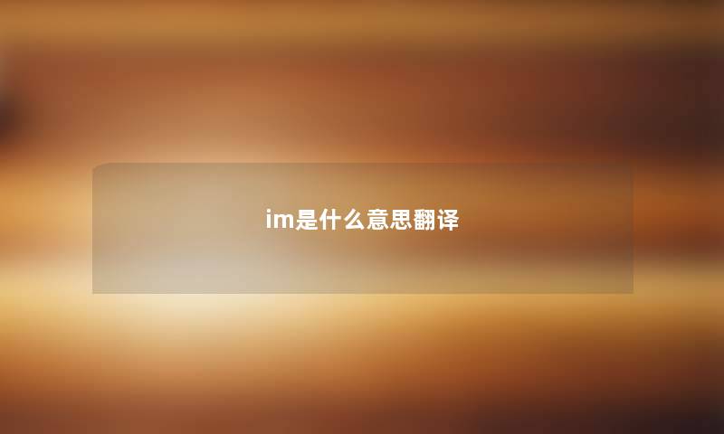 im是什么意思翻译
