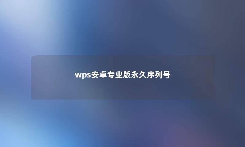 wps安卓专业版永久序列号