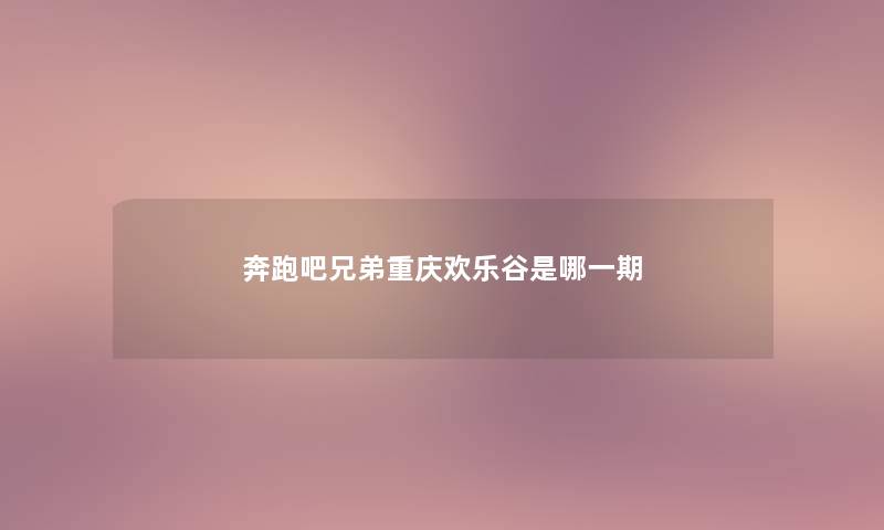 奔跑吧兄弟重庆欢乐谷是哪一期